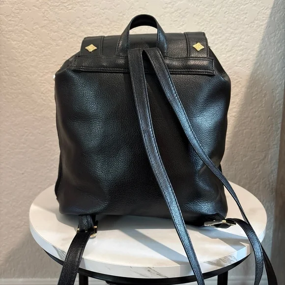 MCM Black Leather Backpack with Gold Accents - Picture 2 of 11